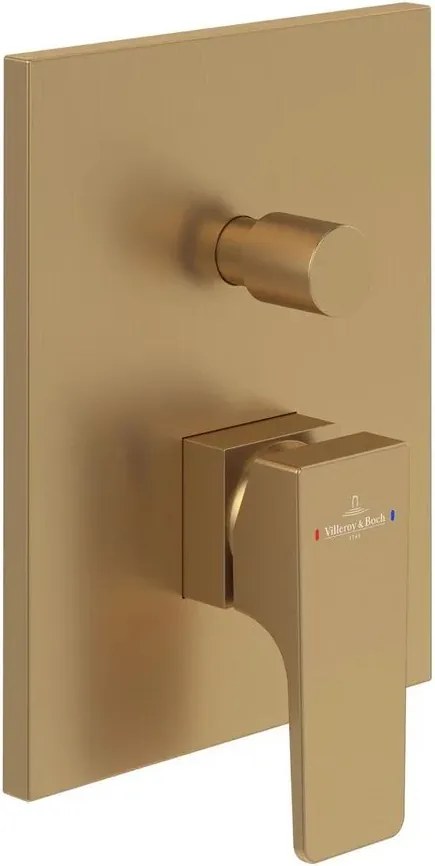 Baterie cada-dus incastrata Villeroy&Boch Architectura Square auriu periat fara corp ingropat