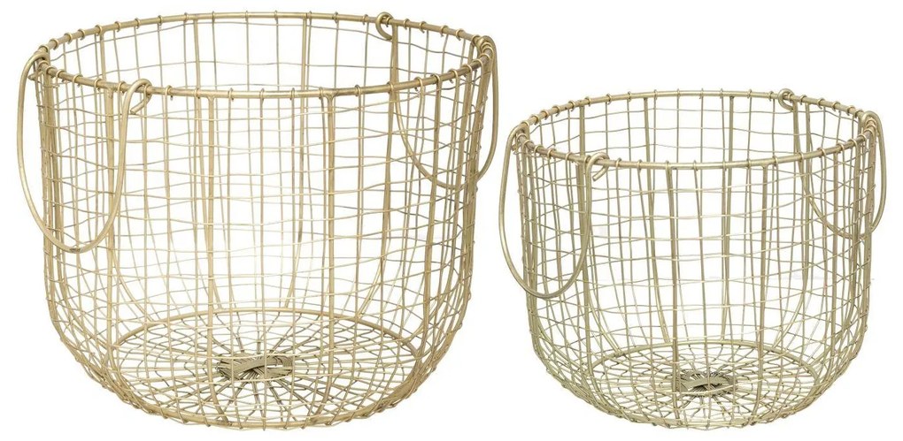 Set 2 coșuri decorative Loft, auriu, metal