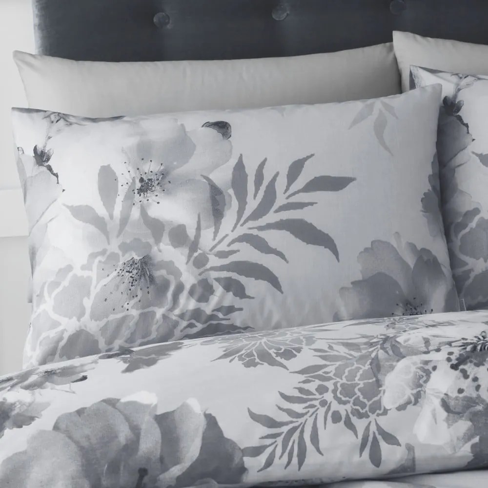 Lenjerie de pat Catherine Lansfield Dramatic Floral, 200 x 200 cm, gri