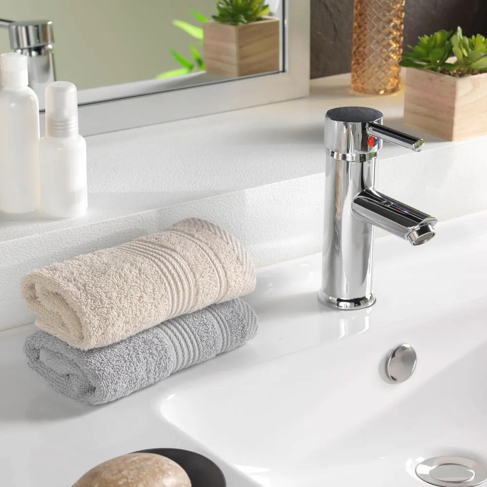 Prosop bej din bumbac din frotir 30x50 cm Tendresse – douceur d'intérieur