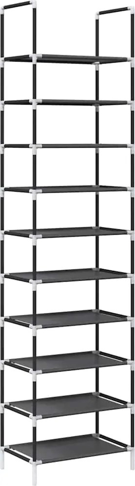 vidaXL Suport pantofi 10 niveluri negru 44x28x180 cm țesătură nețesă
