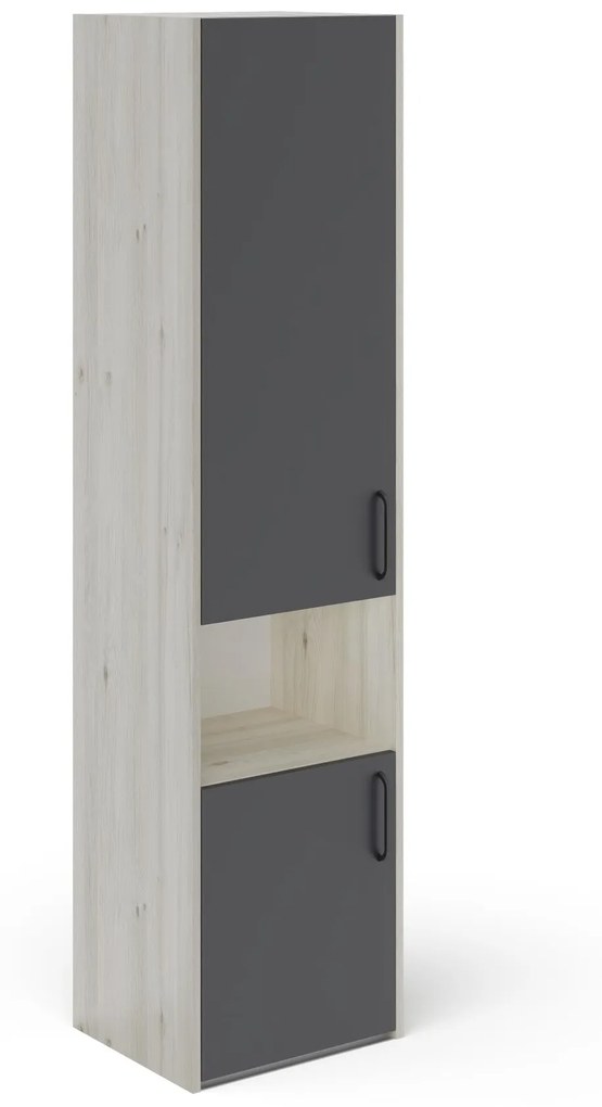 Dulap Malmo, 2 Usi, cu spatiu, Stejar Alb/Antracit, 50 x 42 x 200 cm
