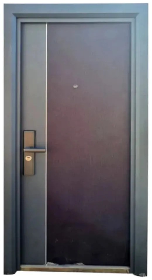 Usa metalica de exterior cu izolatie si vizor Novo Doors NDFC10001 ,deschidere stanga dreapta, 1 yala, dimensiuni multiple,tabla 12 mm, balamale si