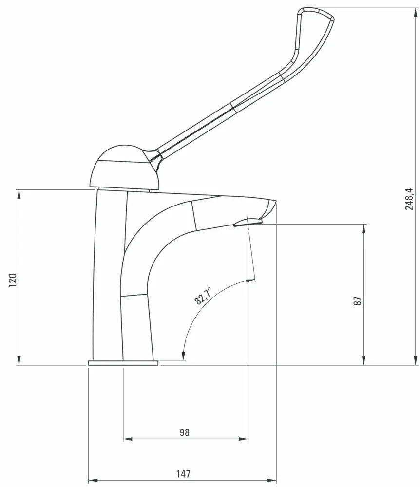 Baterie lavoar crom cu ventil click-clack, pentru persoane cu dizabilitati Cynia, Deante Crom