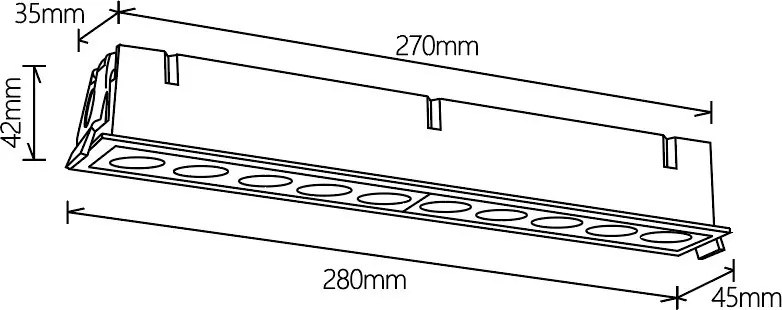 Corp incastrabil cu 10 spoturi LED BLAU alb
