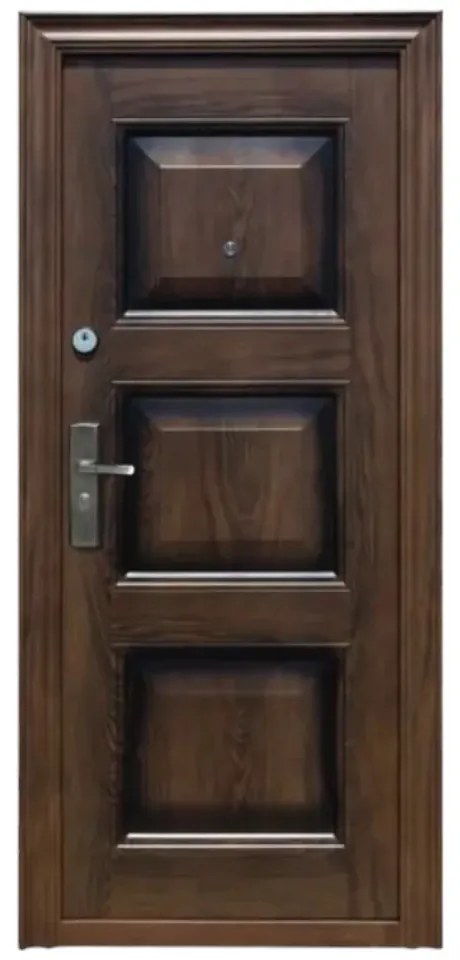 Usa metalica de exterior cu izolatie si vizor Novo Doors ND7002 , 2 yale,tabla 0,7 mm, balamale si clanta incluse, toc de 7 centimetri, pentru casa