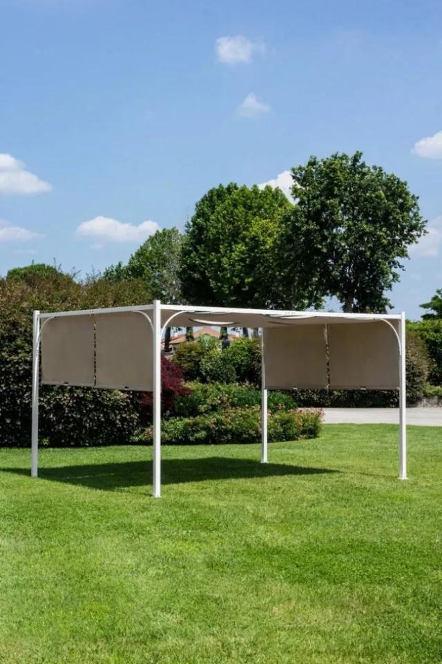 Pavilion pentru gradina alb/bej din stofa si metal, 300x400 cm, Tortora Bizzotto