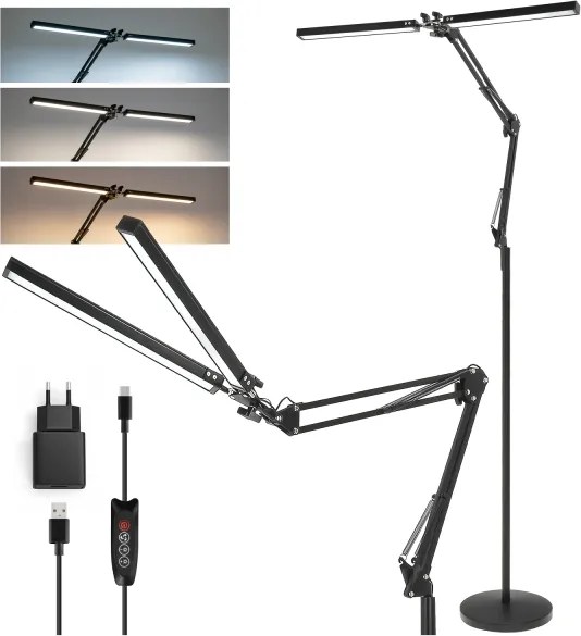 Brilagi - Lampadar flexibil VARIO LED dimabil/14W/5V 157 cm negru