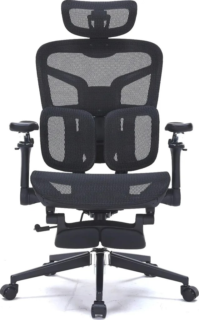 RESIGILAT- Scaun ergonomic premium DeluxStar T9 – cotiere 6D ultra moi, suport lombar adaptiv, spătar reglabil pe inaltime, tetiera 4D, mecanism multifunctional inclinare/blocare, pivotant, Mesh, Negru