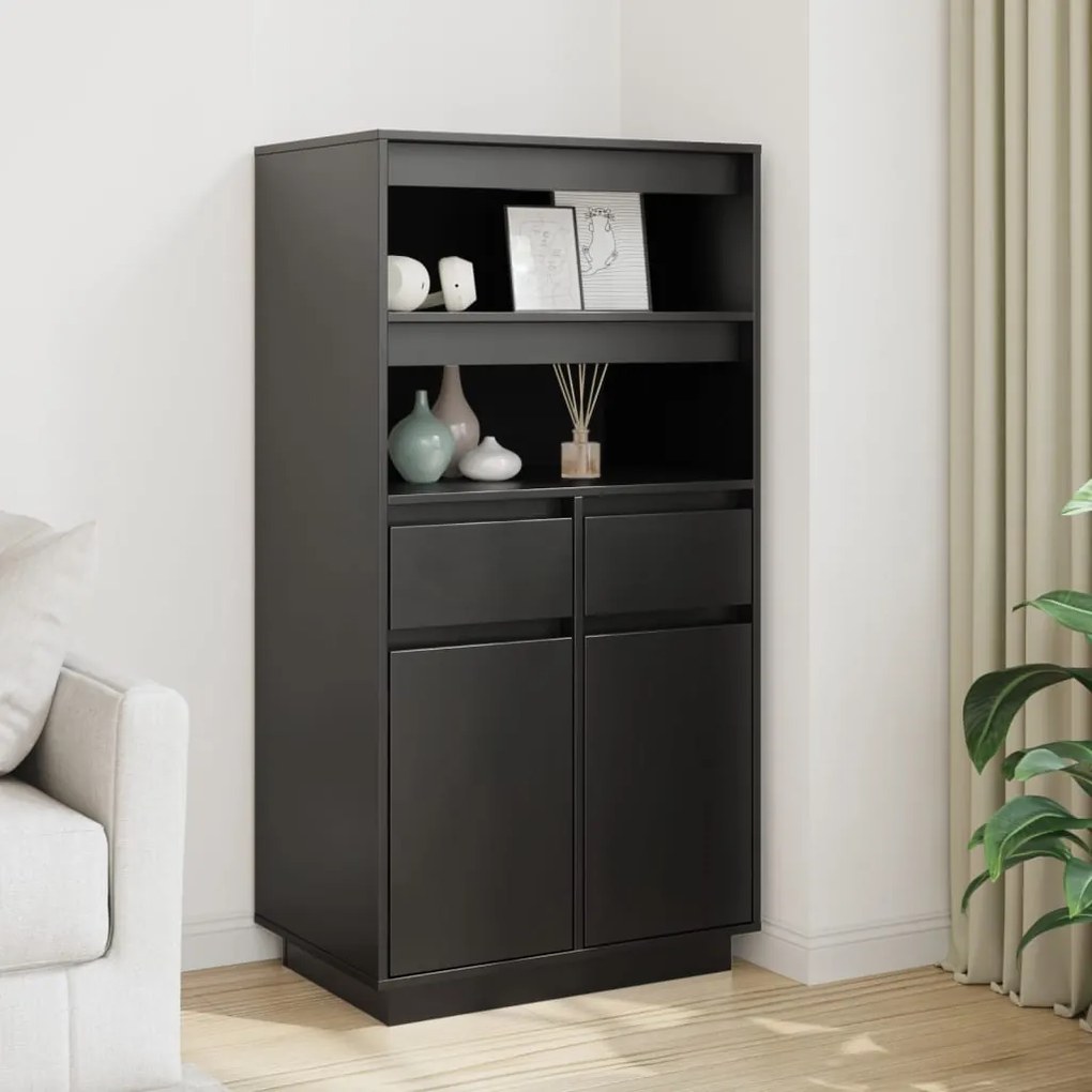 vidaXL Dulap înalt, negru, 60x40x116,5 cm, lemn masiv de pin