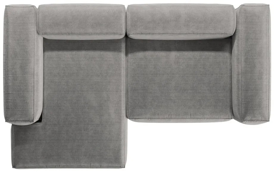 Colțar gri deschis cu tapițerie din catifea reiată (cu colț pe partea stângă/cu șezlong) Bergamo – Cosmopolitan Design