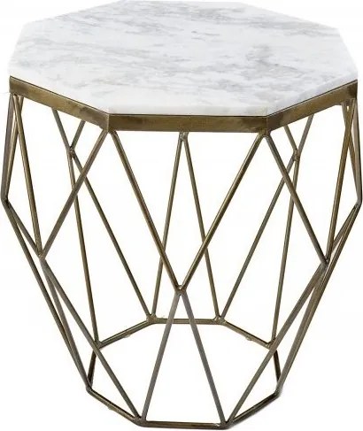 Masuta laterala design minimalist Diamond 50cm, marmura alba