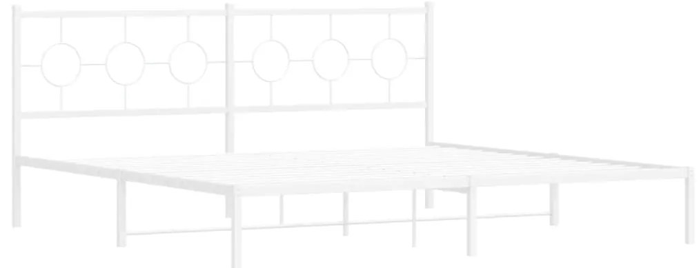 376282 vidaXL Cadru de pat metalic cu tăblie, alb, 200x200 cm