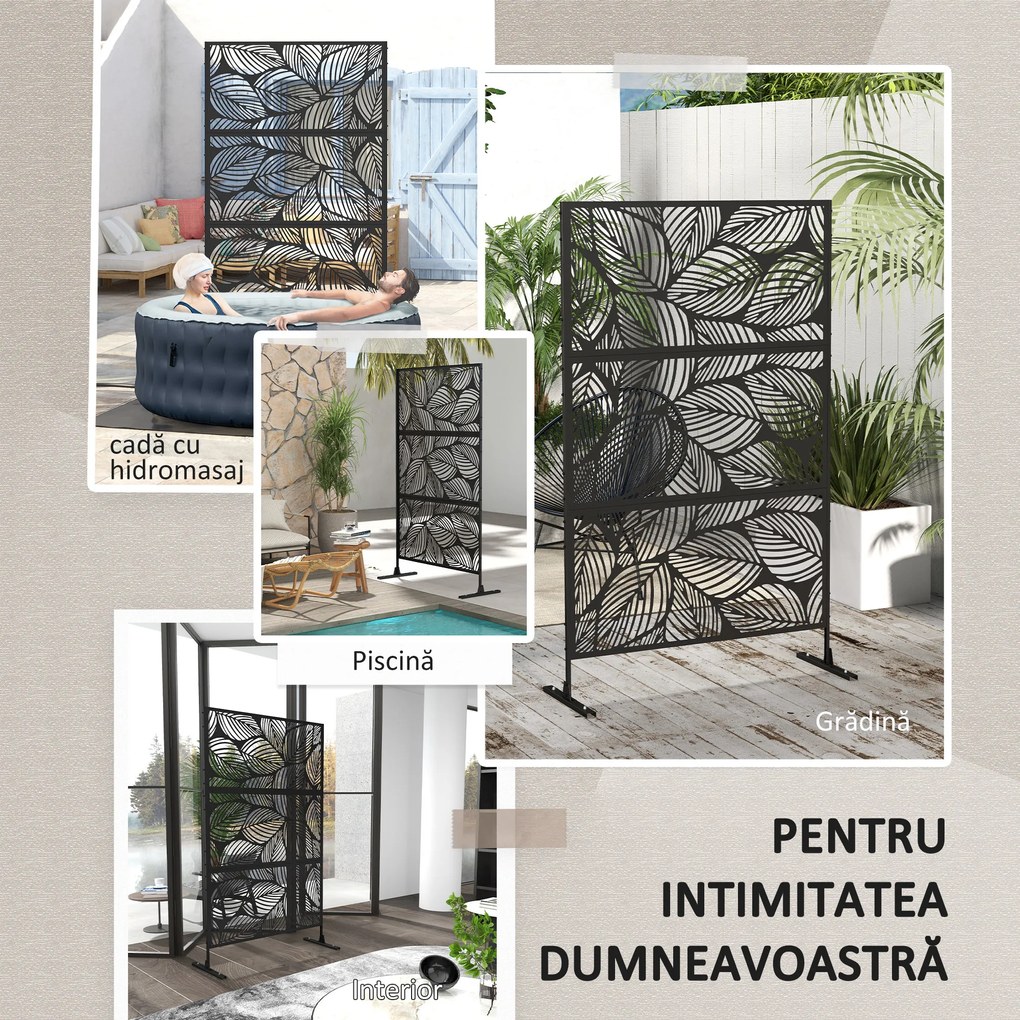 Outsunny Paravan pentru exterior cu suport si suruburi de expansiune, Separator din metal 6,5FT pentru exterior