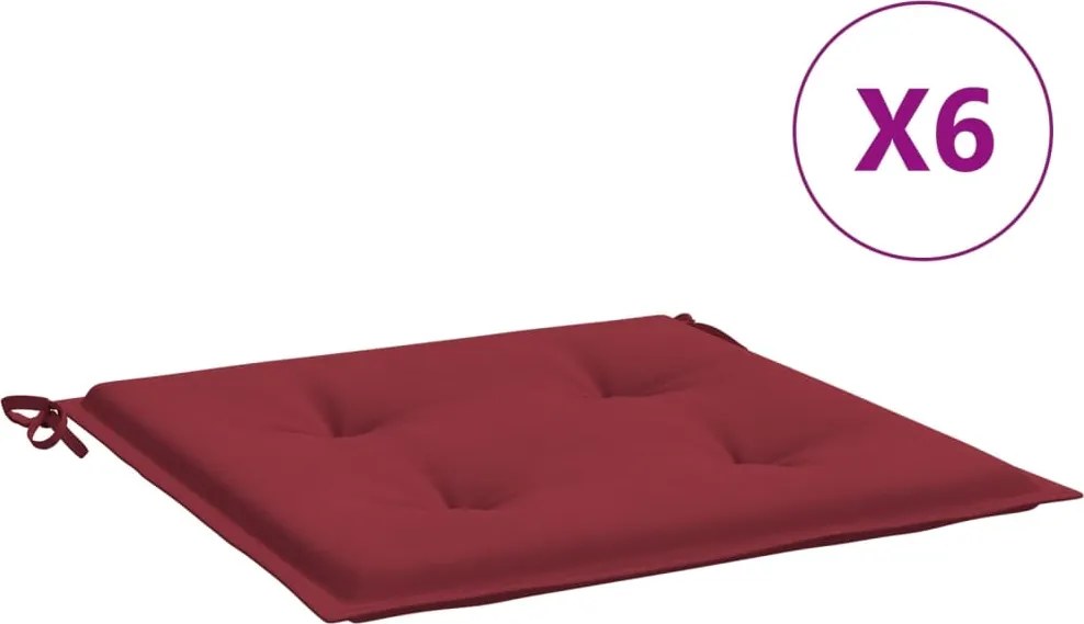 vidaXL Perne scaune grădină 6 buc. roșu vin 50x50x4 cm țesătură Oxford