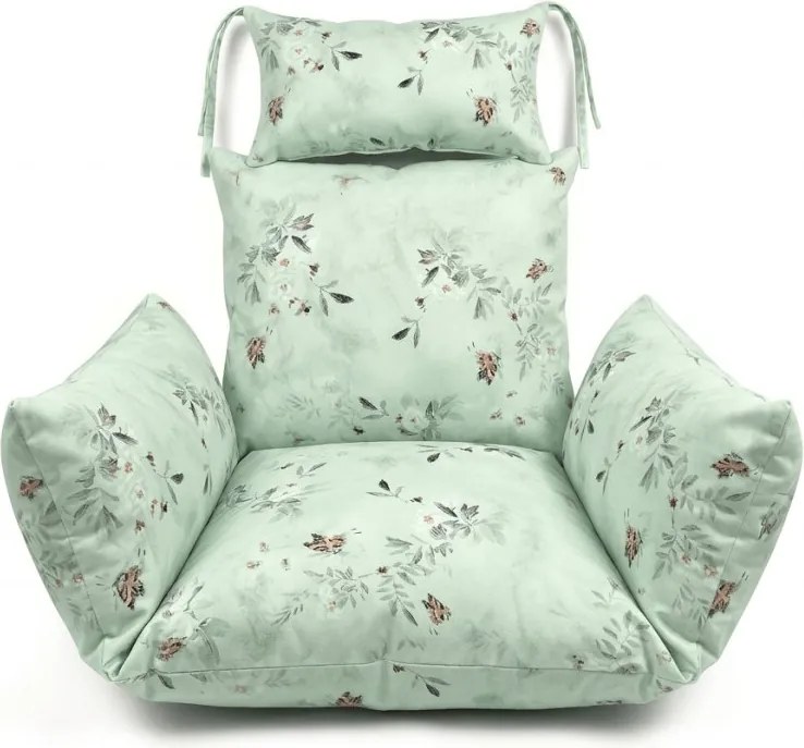 Scaun suspendat alb KOKON fara suport, perna verde deschis cu model