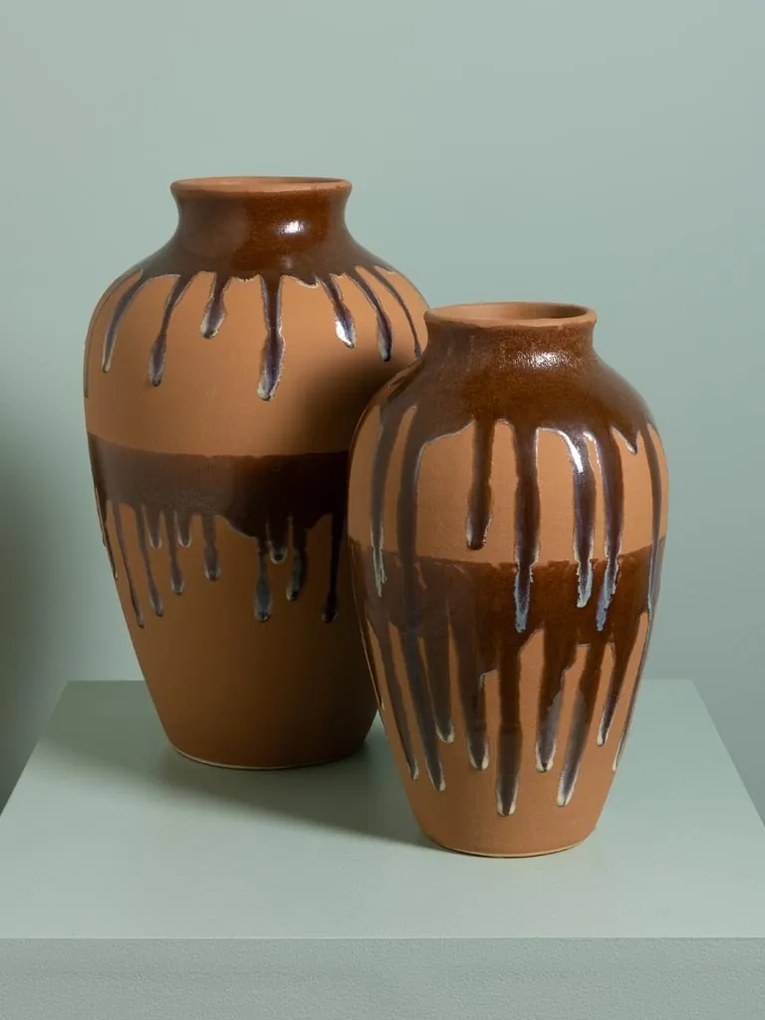 Vas decorativ din ceramica glazurata , H40.5cm , "Dripping Glaze"