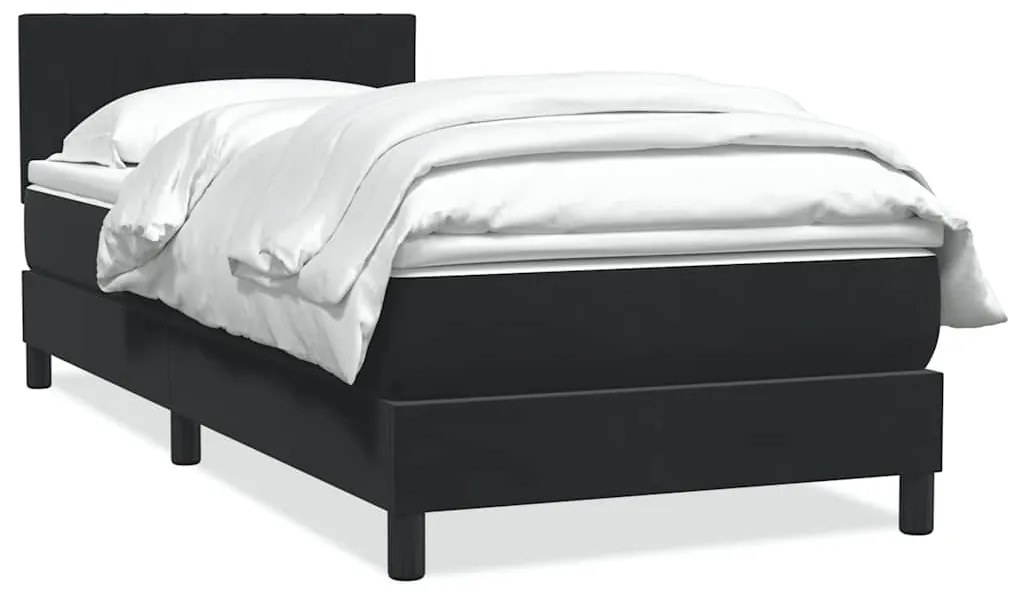 vidaXL Pat box spring cu saltea, negru, 80x220 cm, catifea