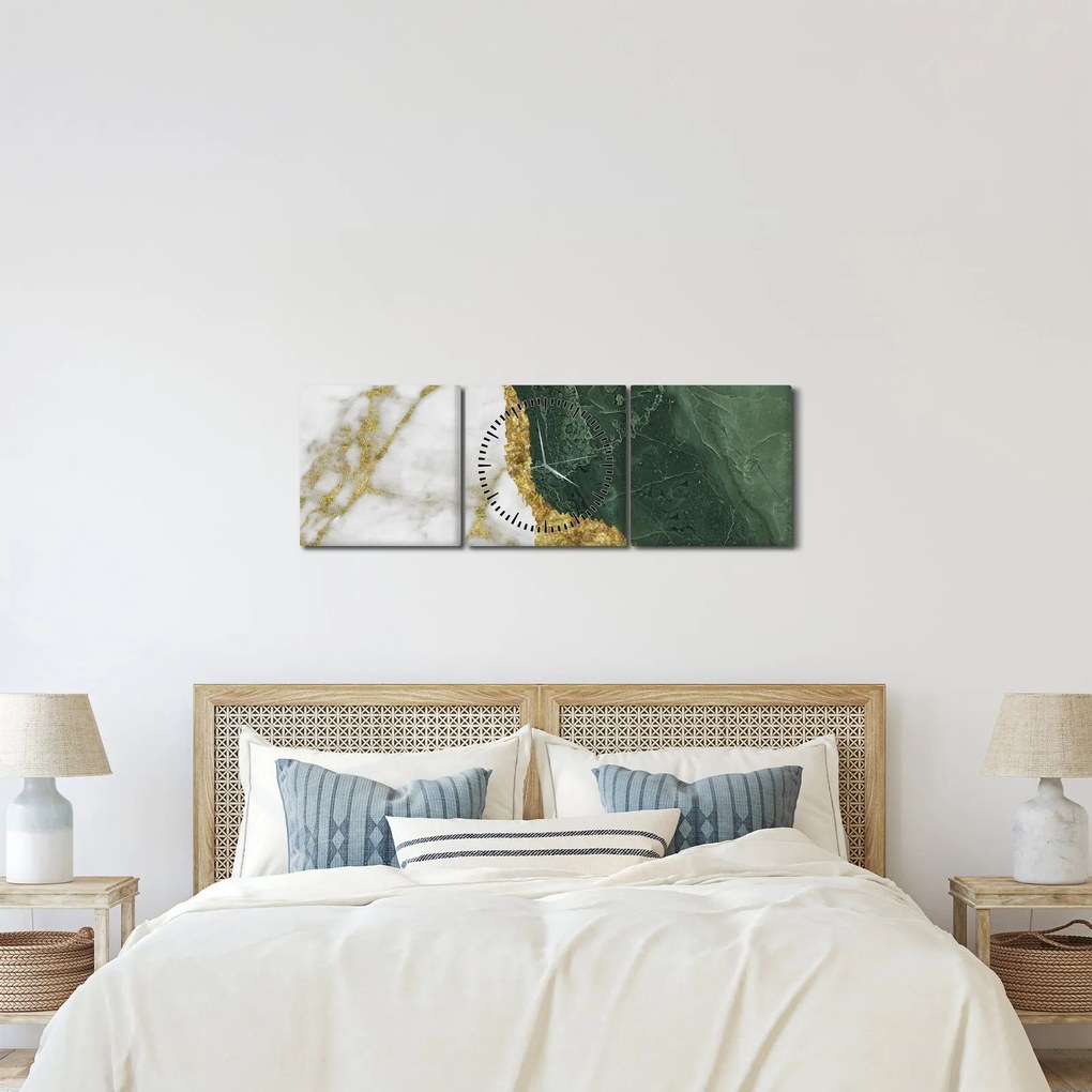 Tablou - Marmură verde N⁰3 (cu ceas) (90x30 cm)