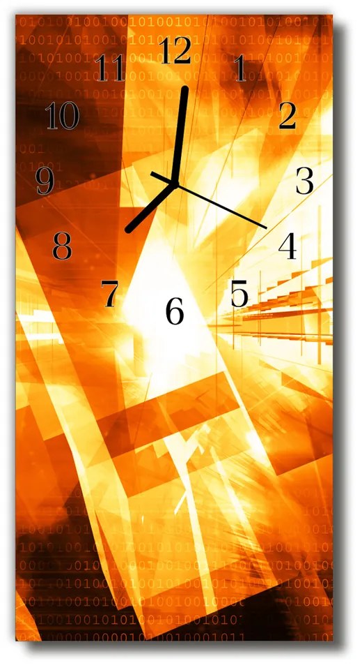 Ceas de perete din sticla vertical Geometrie abstractizare portocaliu