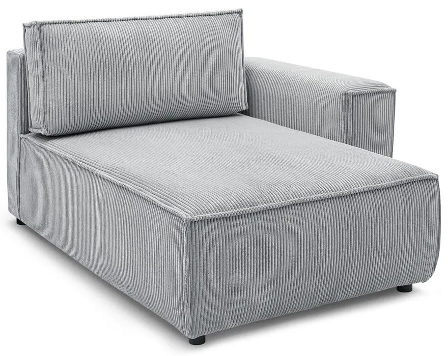 Modul pentru canapea gri deschis cu tapițerie din catifea reiată (cu colț pe partea dreaptă) Nihad modular – Bobochic Paris