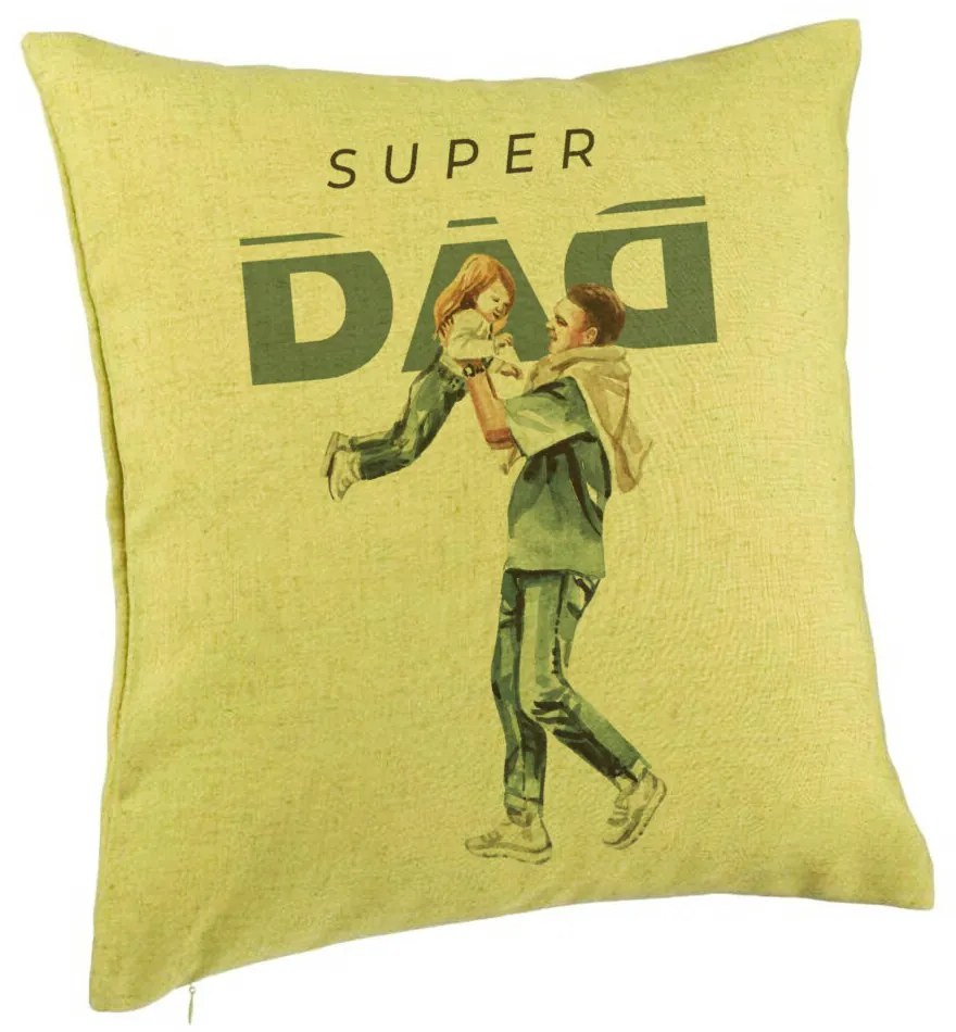 Perna Decorativa, Model Super Dad, 40x40 cm, Verde, Husa Detasabila, Burduf