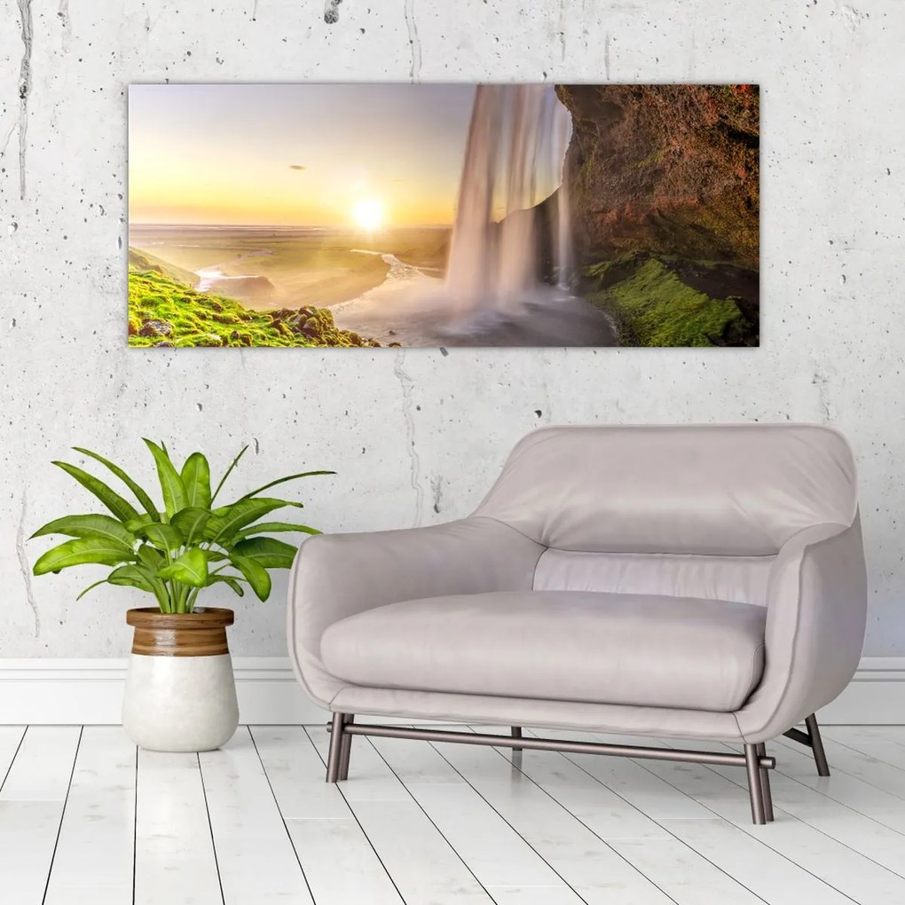 Tablou - Seljalandsfoss din spatele peșterii (120x50 cm)