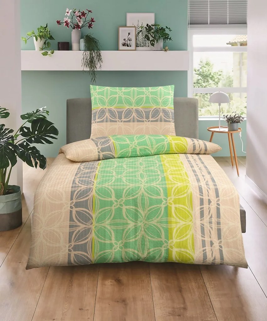 Lenjerie de pat creponata ROMANCE verde Dimensiune lenjerie de pat: 70 x 90 cm | 140 x 200 cm