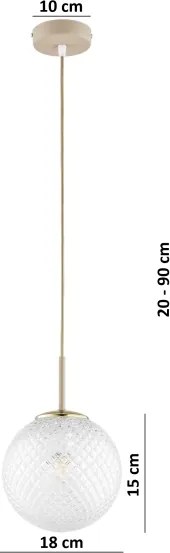 Brilagi - Lustru suspendat pe cablu STELLA 1xE27/60W/230V Ø 18 cm bej/auriu