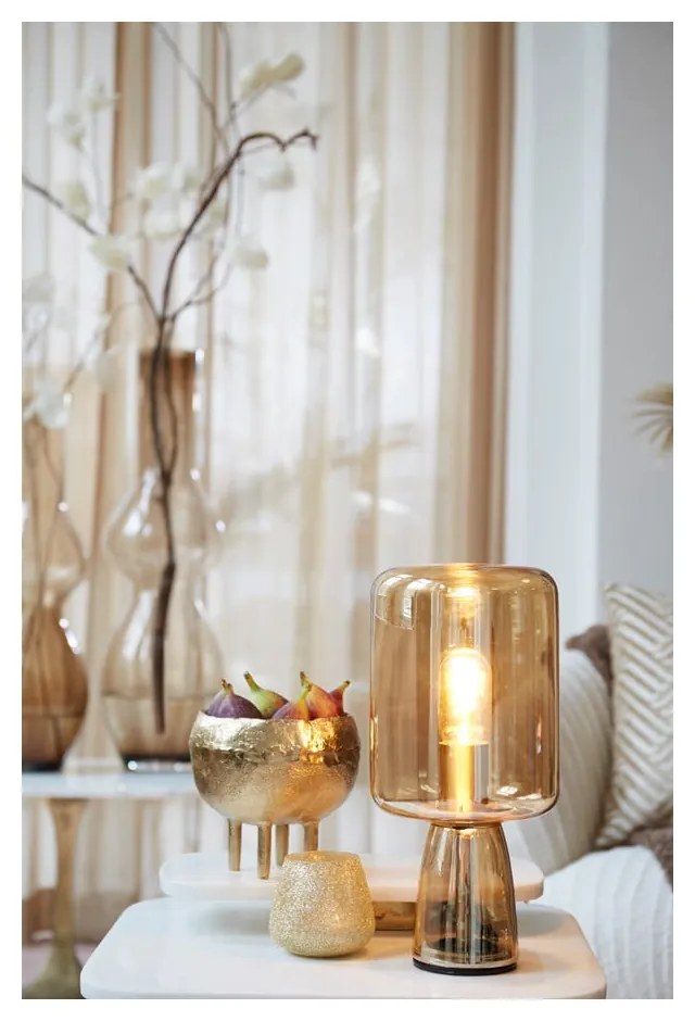 Veioză portocalie cu abajur din sticlă (înălțime 32 cm) Lotta – Light & Living