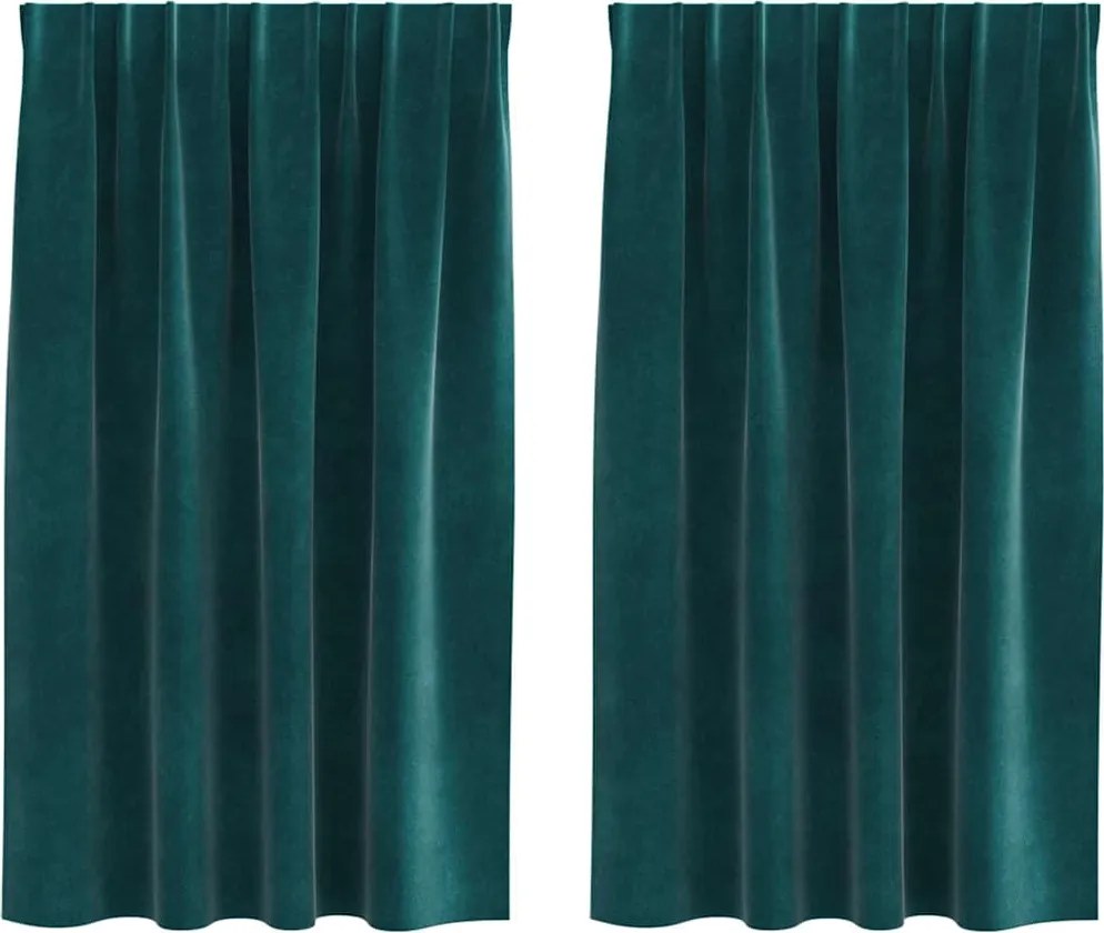 vidaXL Perdele opace 2 pcs Verde închis 140 x 140 cm Catifea