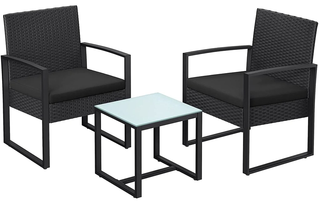 set mobilier de gradina, 53 x 76 x 57,5 cm, negru