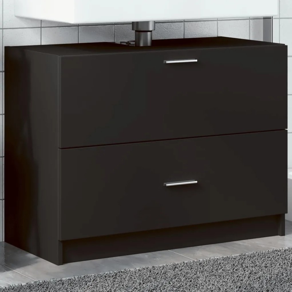 vidaXL Dulap de chiuvetă, negru, 78x37x59 cm, lemn prelucrat