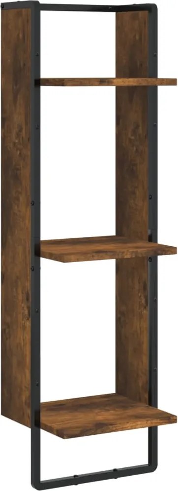 vidaXL Raft cu 3 niveluri stejar fumuriu, 30x25x100 cm, lemn prelucrat