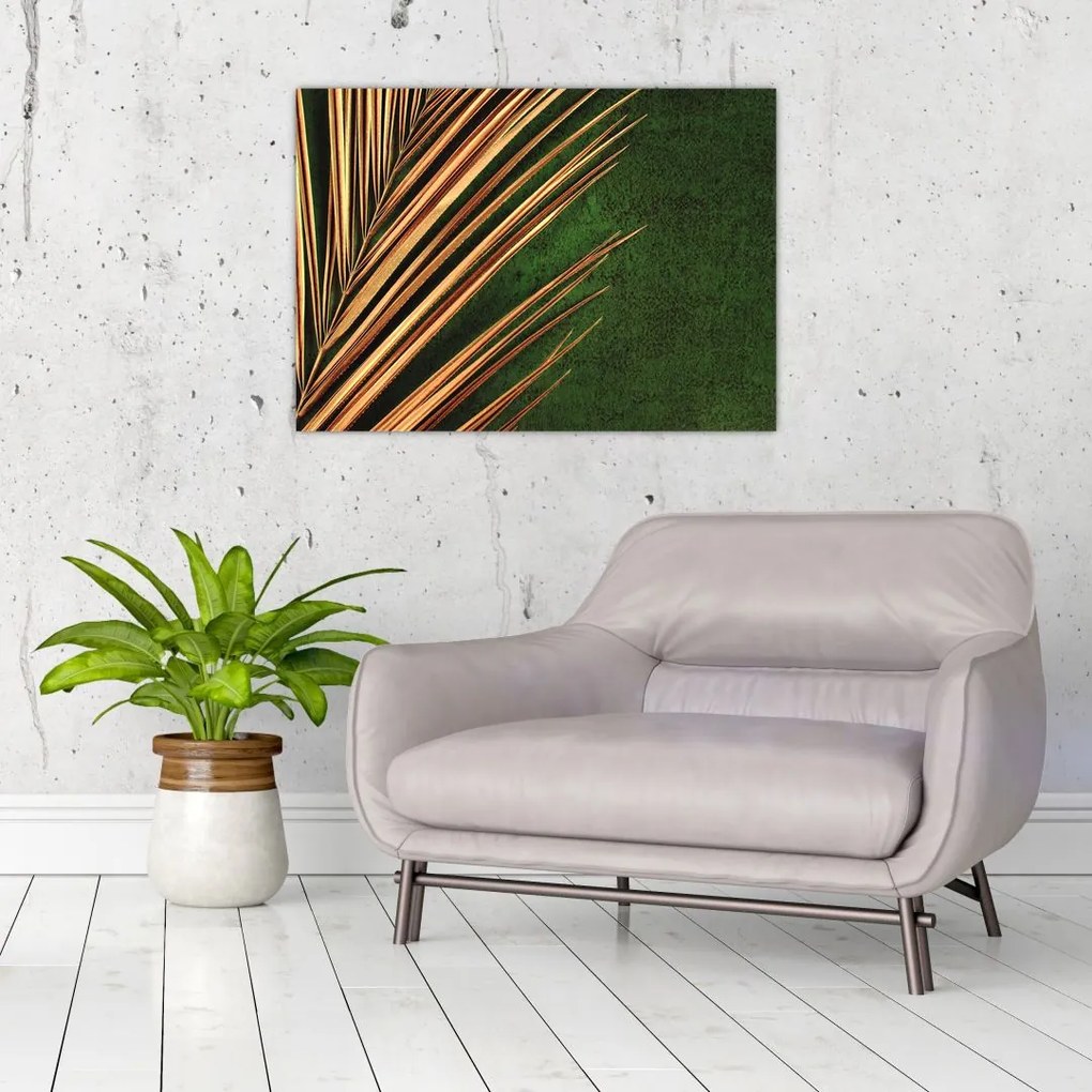 Tablou pe sticlă cu frunză (70x50 cm)