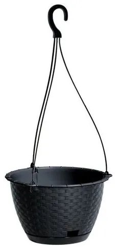 Ghiveci decorativ cu lant, Prosperplast, Ratolla, rotund, antracit, 24.3x16 cm