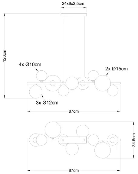 Lustră LED pe cablu RIHA 9xG9/3W/230V crom Globo 56140-9H