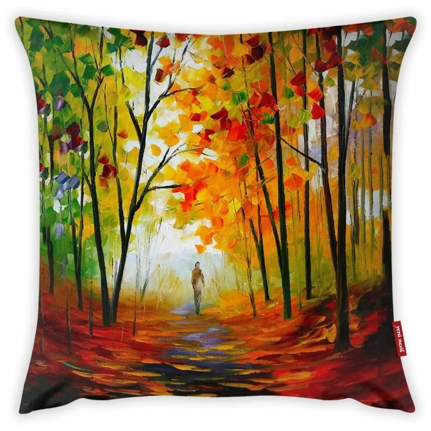 Față de pernă cu amestec din bumbac Vitaus Palireto Autumn Tres, 43 x 43 cm