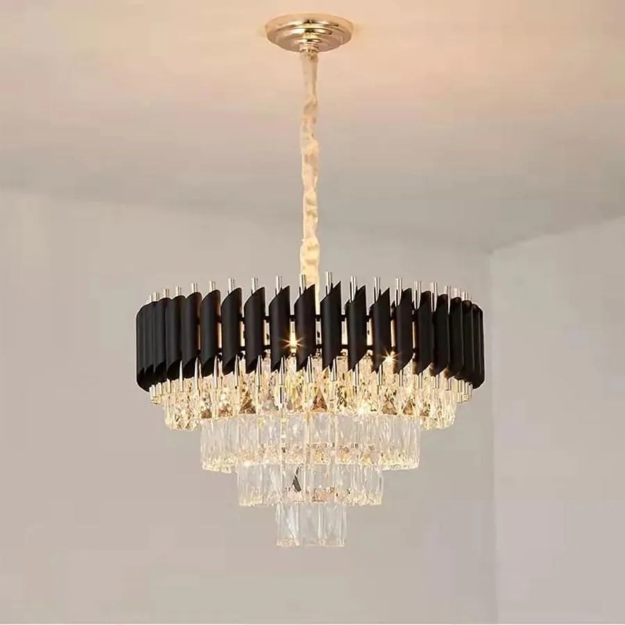 Candelabru Cristal, Raven 40cm Negru cu Auriu