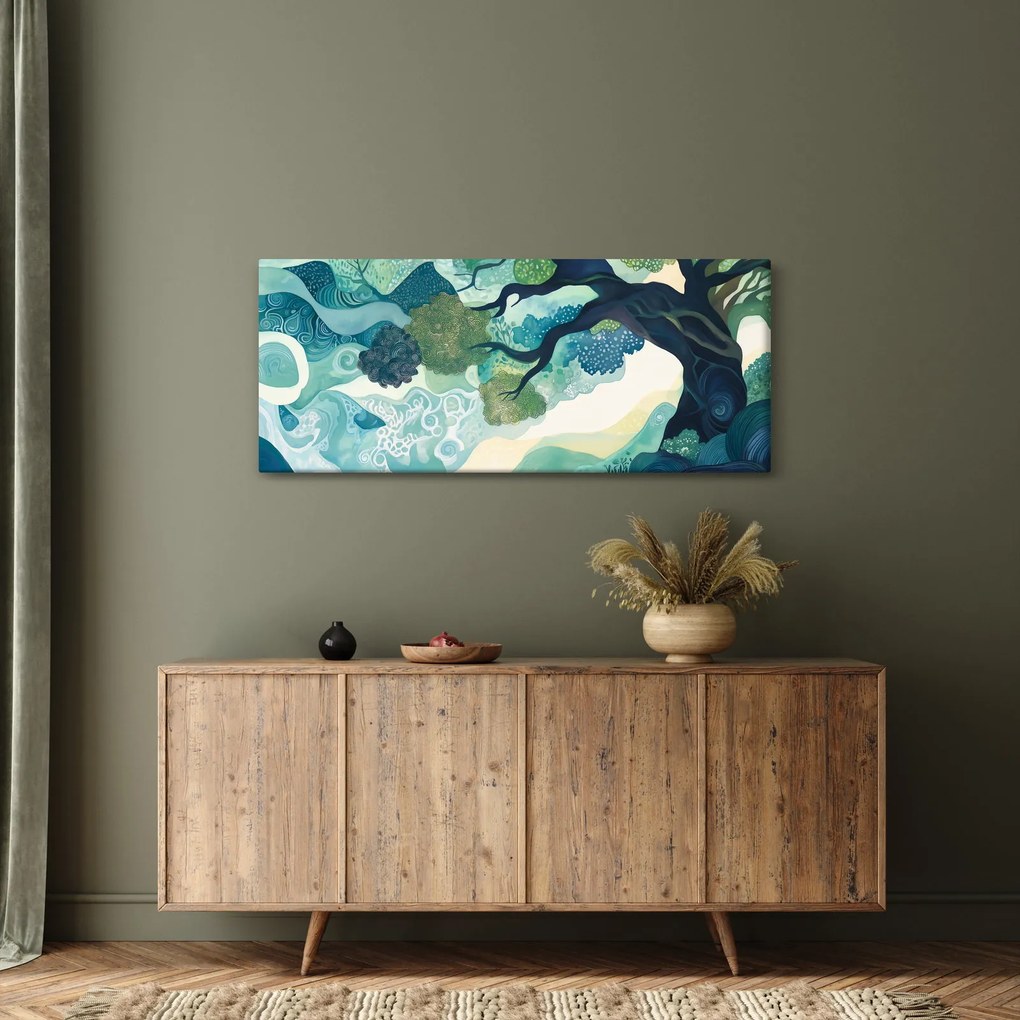 Tablou – Coroană verde a arborelui vieții (120x50 cm)