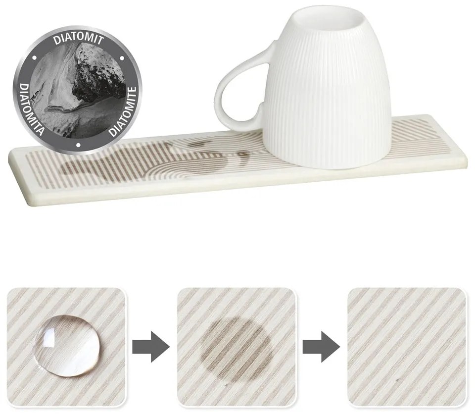 Scurgător de vase bej din diatomit 30x8 cm Damon – Wenko