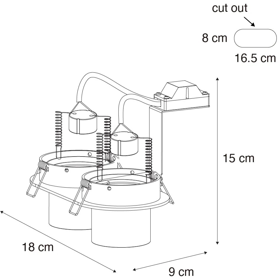 Spot integrat rotund alb GU10 50mm 2 lumini - Installa