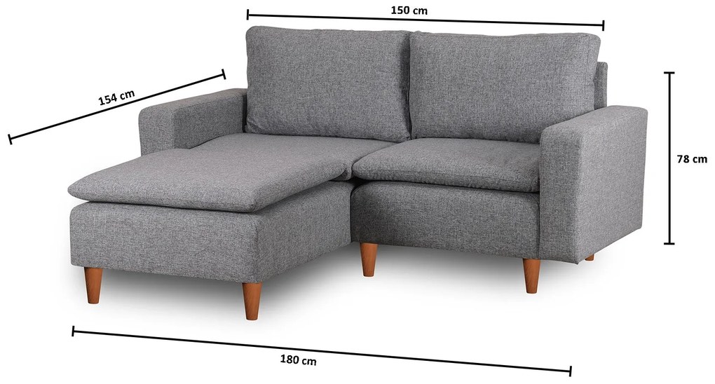 Canapea de colț Lungo Mini - Light Grey