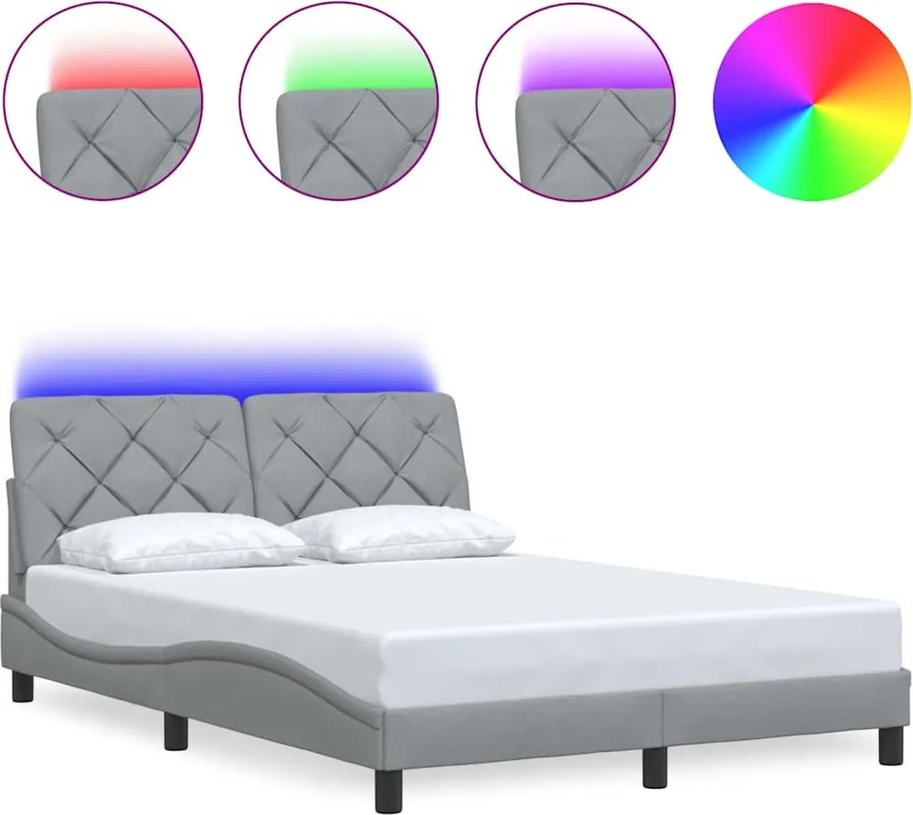 vidaXL Cadru de pat cu LED fără saltea Gri deschis 140x190 cm Material