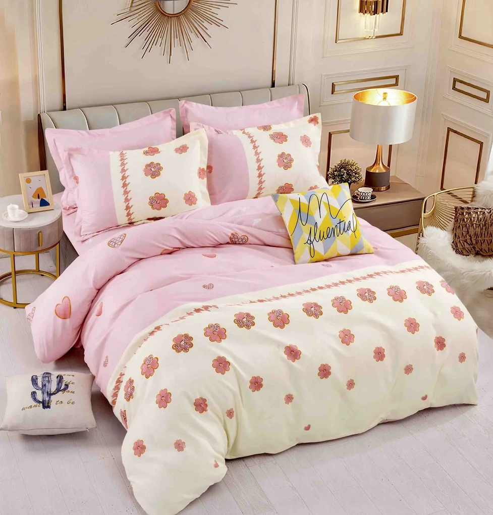 Lenjerie de pat 4 piese fără elastic 100% bumbac - a514 de la Onesleep