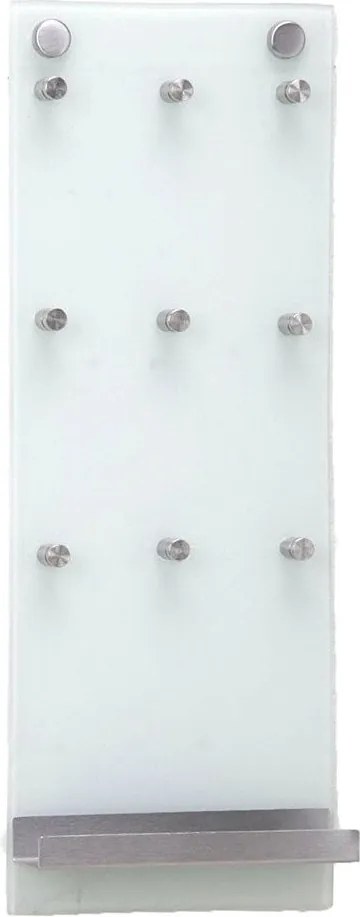 Tablă de sticlă pentru chei, 9 cârlige + raft, ZELLER