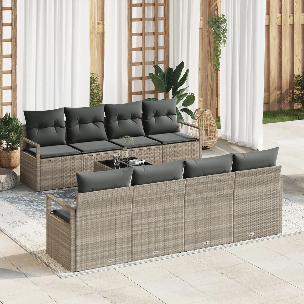 vidaXL Set de canapele pentru grădină 7 pcs Gri deschis