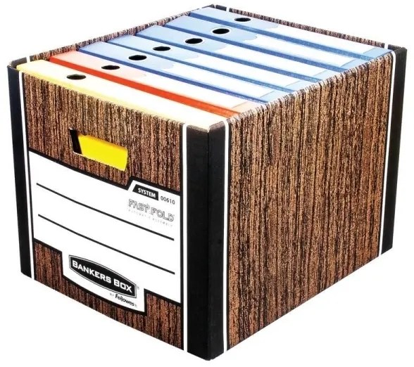Container de dosar Fellowes Bankers Box Woodgrain 2 buc/pachet, maro