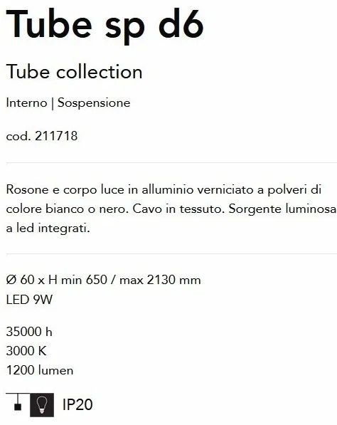 Pendul LED design modern minimalist Tube sp d6 negru