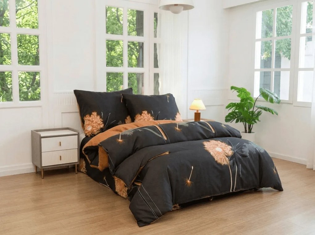 Lenjerie de pat din microfibra flanel DANDELUNE gri inchis Dimensiune lenjerie de pat: 70 x 90 cm | 140 x 200 cm